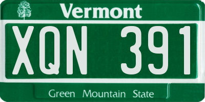 VT license plate XQN391