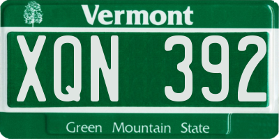 VT license plate XQN392