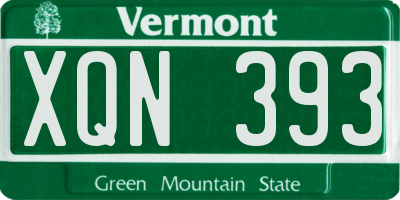 VT license plate XQN393