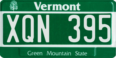 VT license plate XQN395
