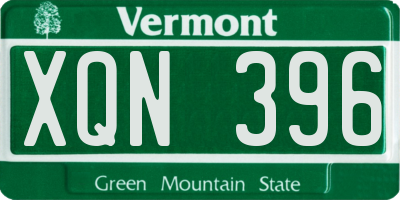 VT license plate XQN396
