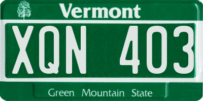 VT license plate XQN403