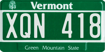VT license plate XQN418