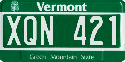 VT license plate XQN421