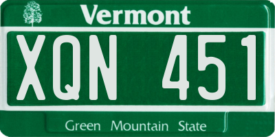 VT license plate XQN451