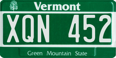 VT license plate XQN452