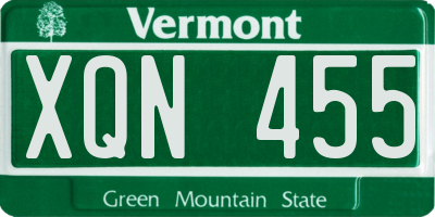 VT license plate XQN455