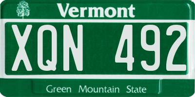 VT license plate XQN492