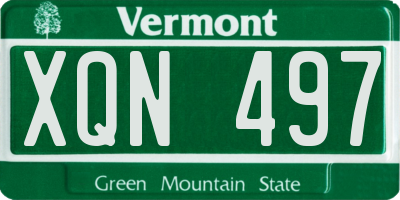 VT license plate XQN497
