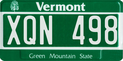 VT license plate XQN498