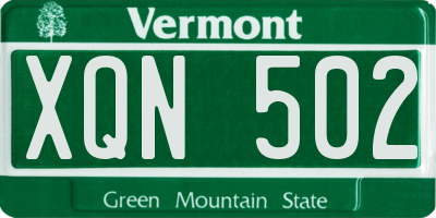 VT license plate XQN502