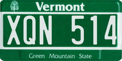 VT license plate XQN514