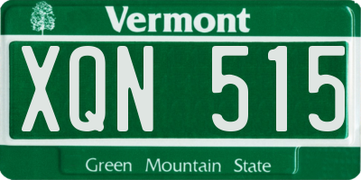 VT license plate XQN515