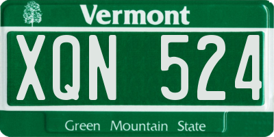 VT license plate XQN524