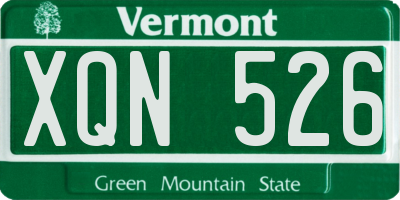 VT license plate XQN526