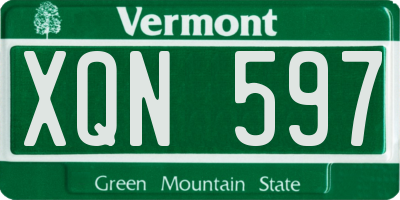 VT license plate XQN597