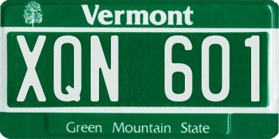 VT license plate XQN601