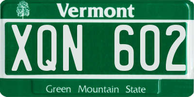 VT license plate XQN602