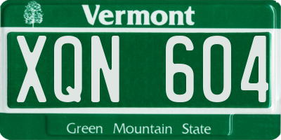 VT license plate XQN604