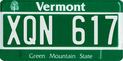 VT license plate XQN617