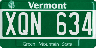 VT license plate XQN634