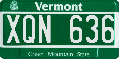 VT license plate XQN636