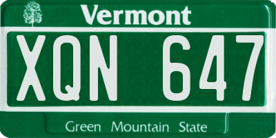 VT license plate XQN647