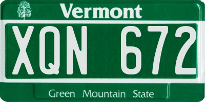VT license plate XQN672
