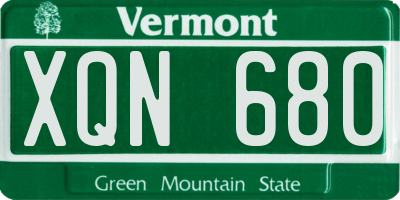 VT license plate XQN680