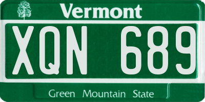 VT license plate XQN689