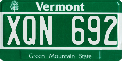 VT license plate XQN692