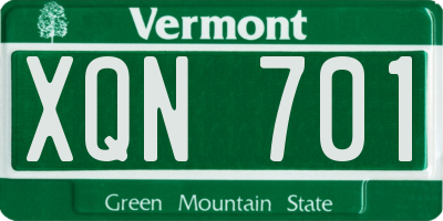 VT license plate XQN701