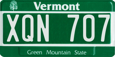 VT license plate XQN707