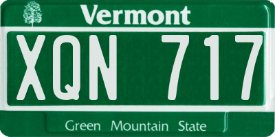 VT license plate XQN717