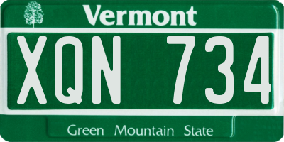 VT license plate XQN734