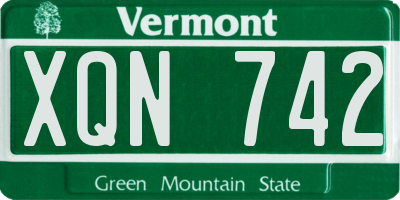 VT license plate XQN742