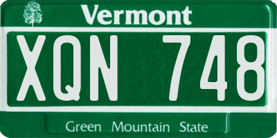 VT license plate XQN748
