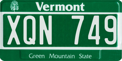 VT license plate XQN749