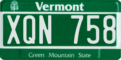 VT license plate XQN758