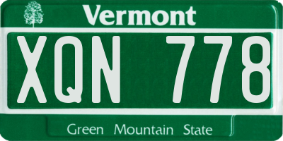 VT license plate XQN778