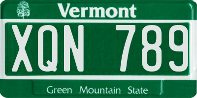 VT license plate XQN789