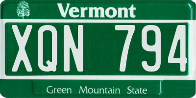 VT license plate XQN794