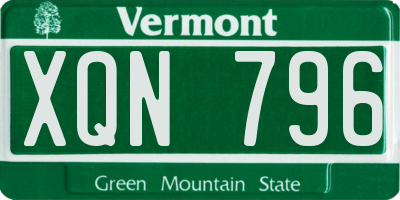 VT license plate XQN796