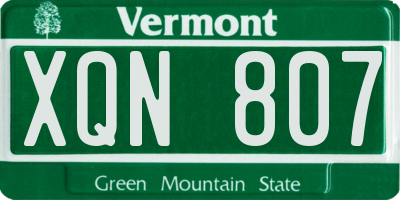 VT license plate XQN807
