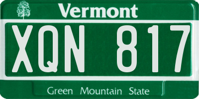VT license plate XQN817