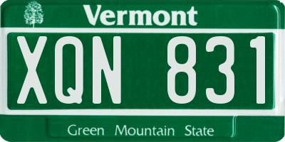 VT license plate XQN831