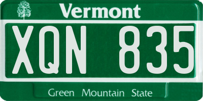 VT license plate XQN835