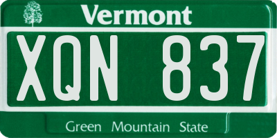VT license plate XQN837