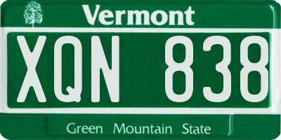 VT license plate XQN838