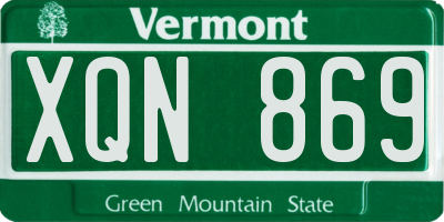 VT license plate XQN869
